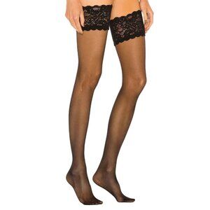 Wolford Satin Touch 20 Stay-Up Stockings in Black Small New Womens Nylons